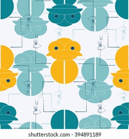 Fairy-tale characters in the pattern, seamless vector background.