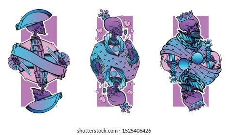 Fairy-tale characters for playing cards on a white background. Cartoon style. Vector.