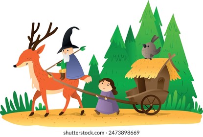 The fairy-tale characters roam the forest