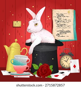 Composición de cuento de hadas con un conejo