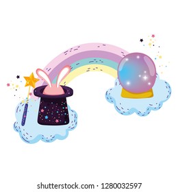 fairytale crystal ball with hat and ears rabbit