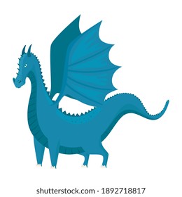 Fairytale dragon cartoon design, Fantasy magic and medieval theme Vector illustration