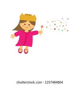 Fairy-tale fairy with magic wand makes magic