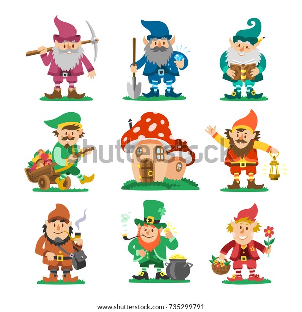 Fairytale Fantastic Gnome Dwarf Elf Character Stock Vector (Royalty ...