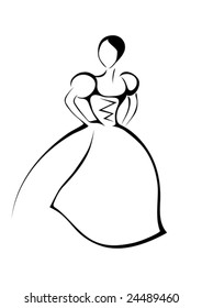 fairy-tale figure, girl in ball gown, vector illustration