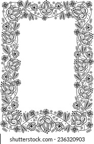 Fairy-tale flower frame. Retro, vintage, gothic style. Vintage frame with flowers , vector retro background. Flourish heraldry elements. Ornamental frame.