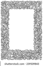 Fairy-tale flower frame. Retro, vintage, gothic style. Vintage frame with flowers , vector retro background. Flourish heraldry elements. Ornamental frame.