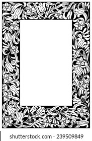 Fairy-tale flower frame. Retro, vintage, gothic style. Vintage frame with flowers , vector retro background. Flourish heraldry elements. Ornamental frame.