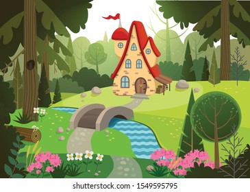 Fairytale forest and house