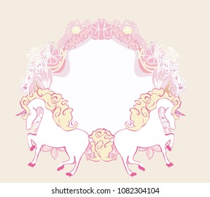  Fairytale frame with unicorns