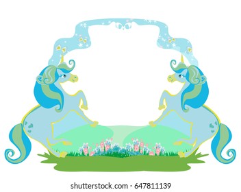 Fairytale frame with unicorns 