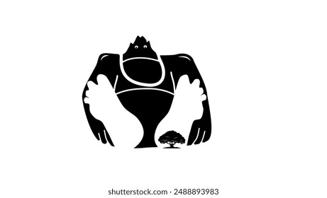 fairytale giant, black isolated silhouette