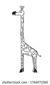 Fairytale giraffe black outline in vector