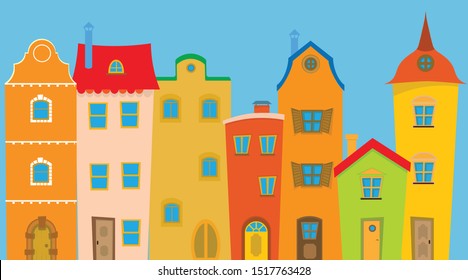 fairytale houses vector pack, flat design illustration