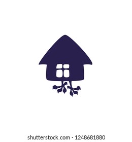 Fairytale hut on chicken lags silhouette for icon, logo, magic. Simple vector illustration