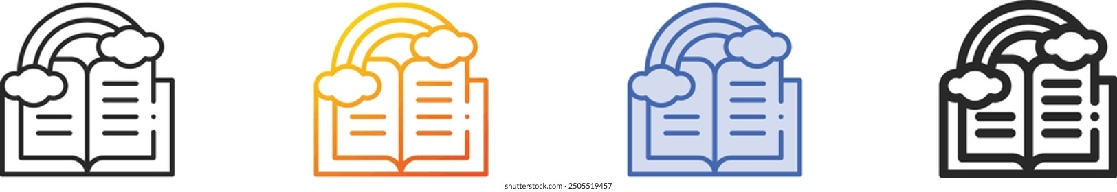 fairytale icon.Thin Linear, Gradient, Blue Stroke and bold Style Design Isolated On White Background