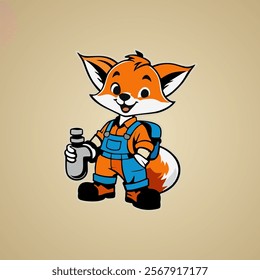 Fairytale Illustration Plumber Fox vector