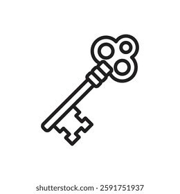 Fairytale Key Outline Icon Vector Illustration