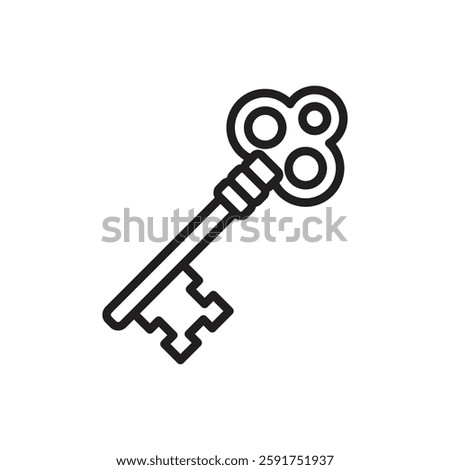 Fairytale Key Outline Icon Vector Illustration