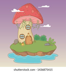 fairytale landscape scene with fungus
