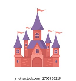 Castillo mágico de cuento de hadas aislado sobre fondo blanco. existencias de Vector