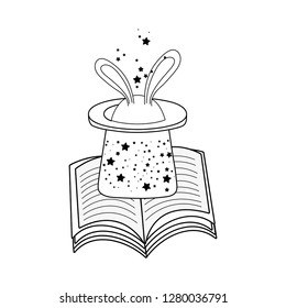 fairytale magic hat with books