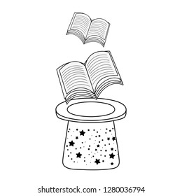 fairytale magic hat with books