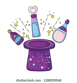 fairytale magic hat and potion bottle