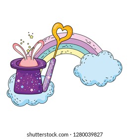 fairytale magic hat with rabbit ears and wand