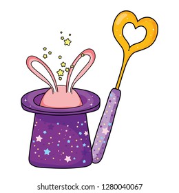 fairytale magic hat with rabbit ears and wand