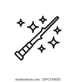 Fairytale Magic Wand Outline Icon Vector Illustration