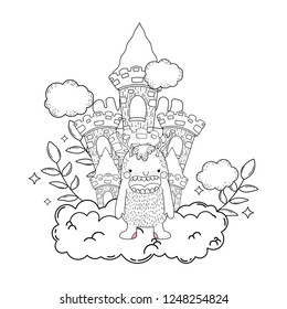 fairytale monster with castle character