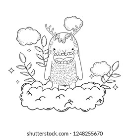 fairytale monster with clouds character