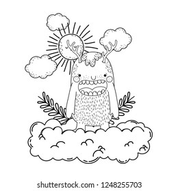 fairytale monster with clouds and sun