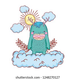 fairytale monster with clouds and sun