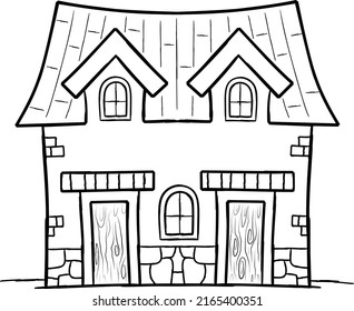 Fairytale Old House Coloring Page Illustration Stock Vector (Royalty ...