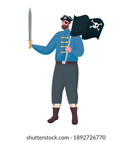 Fairytale pirate cartoon design, Fantasy magic and medieval theme Vector illustration