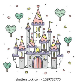 Fairytale princess fantasy elements. Magic castle palace