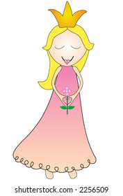 Fairytale princess illustration in easily editable and scalable vector format.