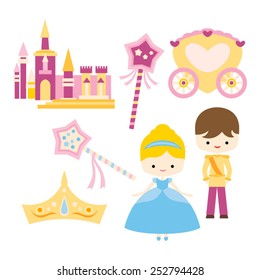 Fairytale princess and prince. Cute vector.