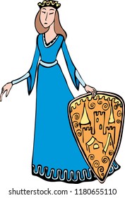 Fairytale princess with a shield