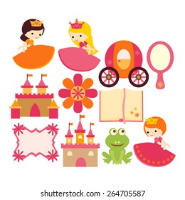 Fairytale princess vector in pink and orange.
