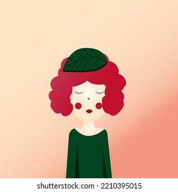 
Fairytale chica de frambuesa con una hoja en el pelo de frambuesa