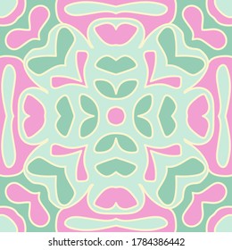 Fairytale seamless floral ornamental tile pattern. Abstract old ornament with lines outline. Floral motifs creative seamless pattern. Linen print. Wallpaper colorful design.