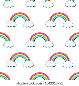 Fairytale seamless pattern. Cute  rainbow.Vector illustration