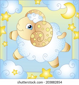 fairytale sheep vector illustration