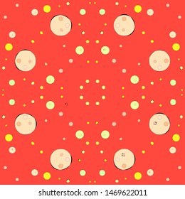 Fairytale space with planets and red abckground