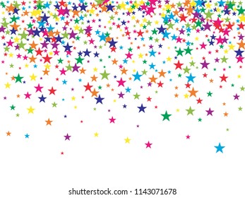 Fairytale Stars Confetti Vector Magic Cosmic Garland. Fairy Christmas Lights, Gamour Sparkles, Glitter for Birthday Party Decoration. Trendy VIP New Year Holiday Premium Texture Gold Star Explosion