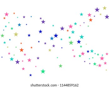 Fairytale Stars Confetti Vector Magic Cosmic Garland. Christmas, Birthday Party Scatter Gamour Sparkles Glitter Celebration Decoration. New Year Holiday Falling Down Stars Confetti, Gift Decor