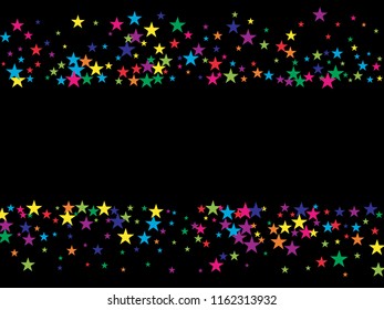 Fairytale Stars Confetti Vector Magic Cosmic Garland. Magic Christmas Lights, Gamour Sparkles, Glitter for Birthday Party Celebration. New Year Holiday Falling Texture Stars Confetti, Gift Decor
